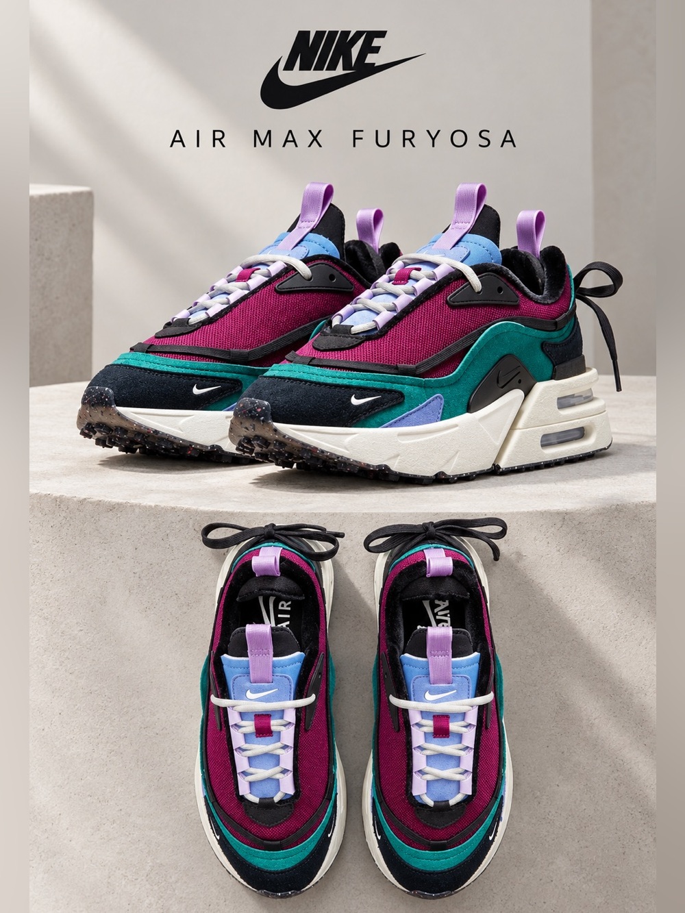 Nike Air Max Furyosa Women’s Sneakers-Purple, Teal & Black